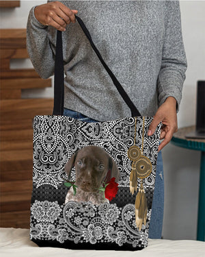 German Shorthaired Pointer-Rose Cloth Tote Bag