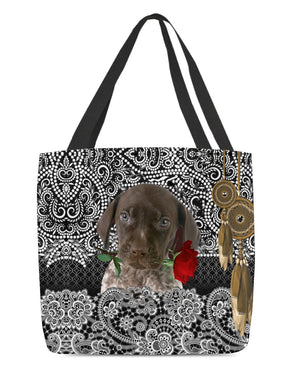 German Shorthaired Pointer-Rose Cloth Tote Bag