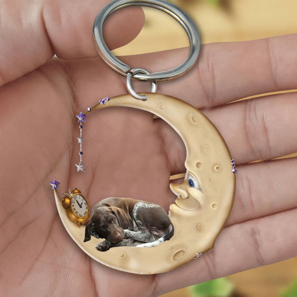 German Shorthaired Pointer-Sleeping on the moon Keychain