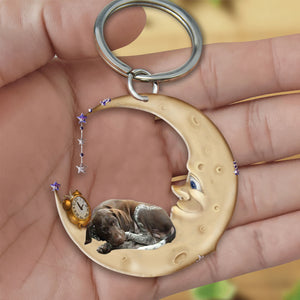 German Shorthaired Pointer-Sleeping on the moon Keychain
