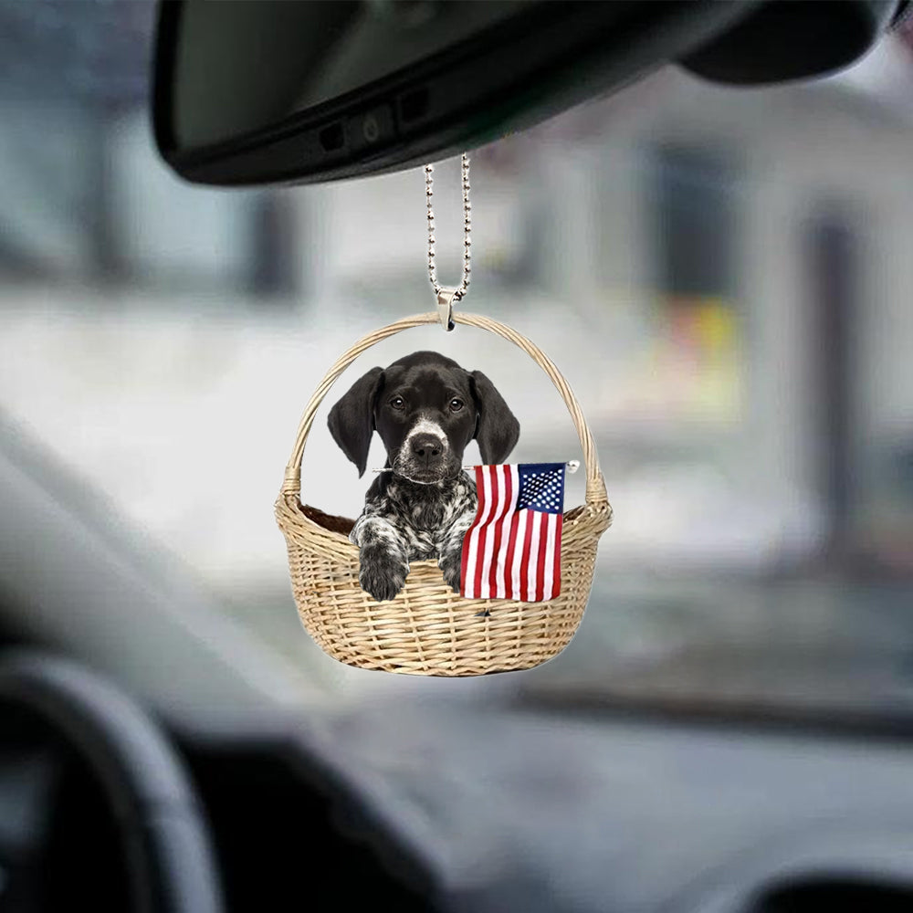 German Shorthaired Pointer-With American Flag Two Sides Ornament