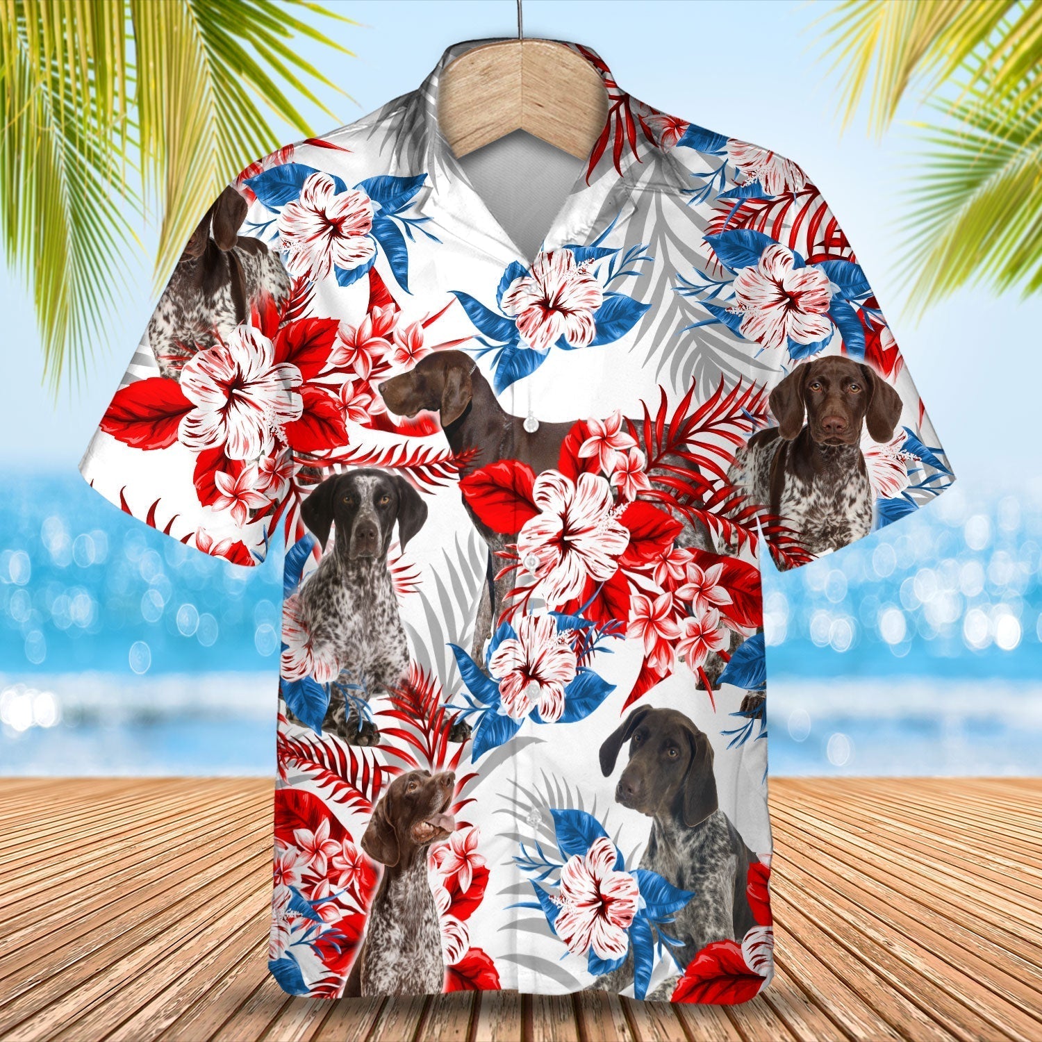 German Shorthaired Pointer American Flag Hawaiian Shirt