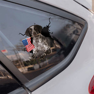 German Shorthaired Pointer And American Flag Independent Day Car Sticker Decal