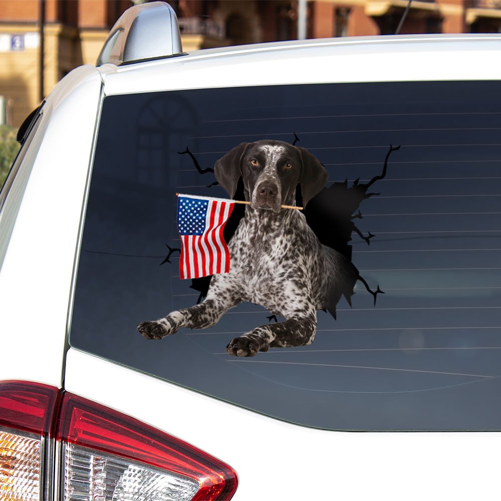 German Shorthaired Pointer And American Flag Independent Day Car Sticker Decal