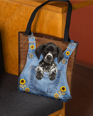 German Shorthaired Pointer And Sunflower-Cloth Tote Bag