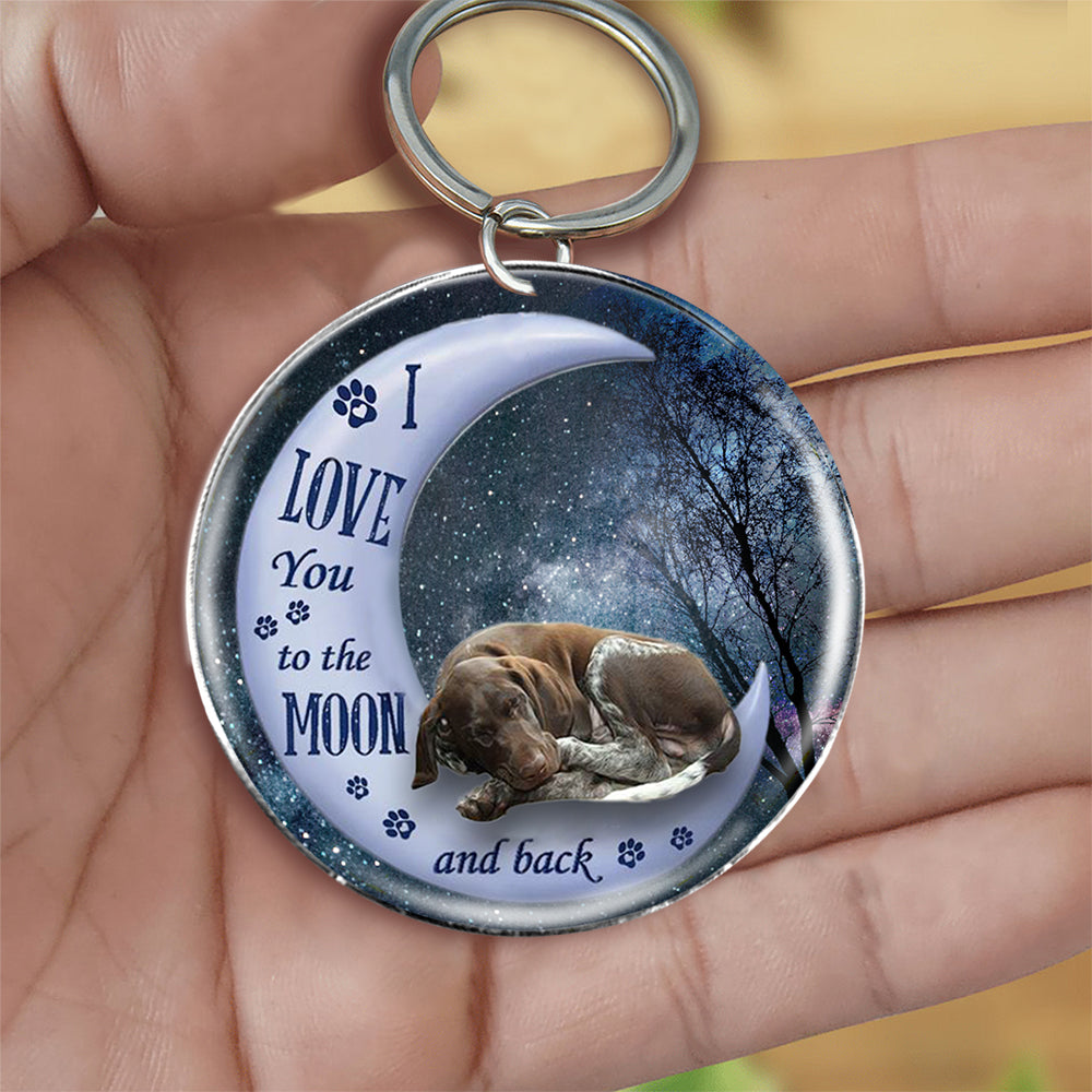 German Shorthaired Pointer Moon Back-Round Resin Epoxy Metal Keychain
