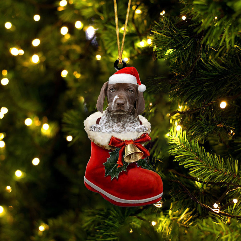 German Shorthaired Pointer (2)-1-In Santa Boot Christmas-Two Sided Ornament