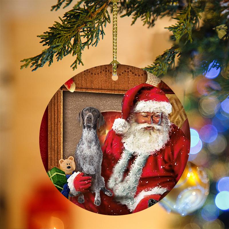 German Shorthaired Pointer With Santa Christmas Ornament