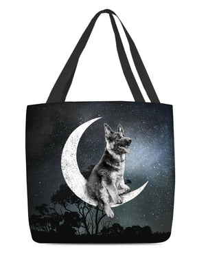 German Shepherd-Sit On The Moon-Cloth Tote Bag