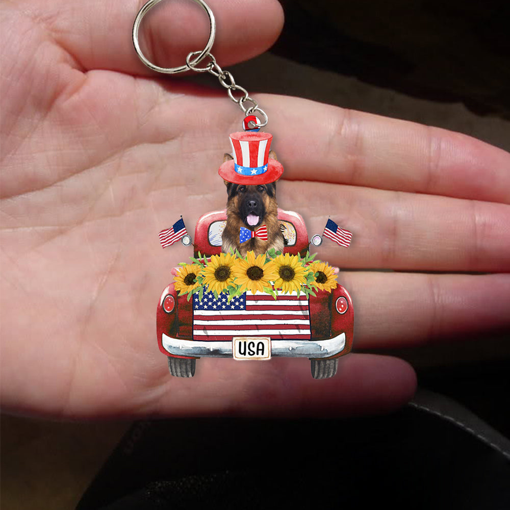German shepherd-USA Truck Flat Acrylic Keychain