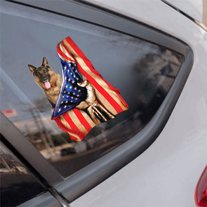 German shepherd 2-American Flag Front Car Sticker