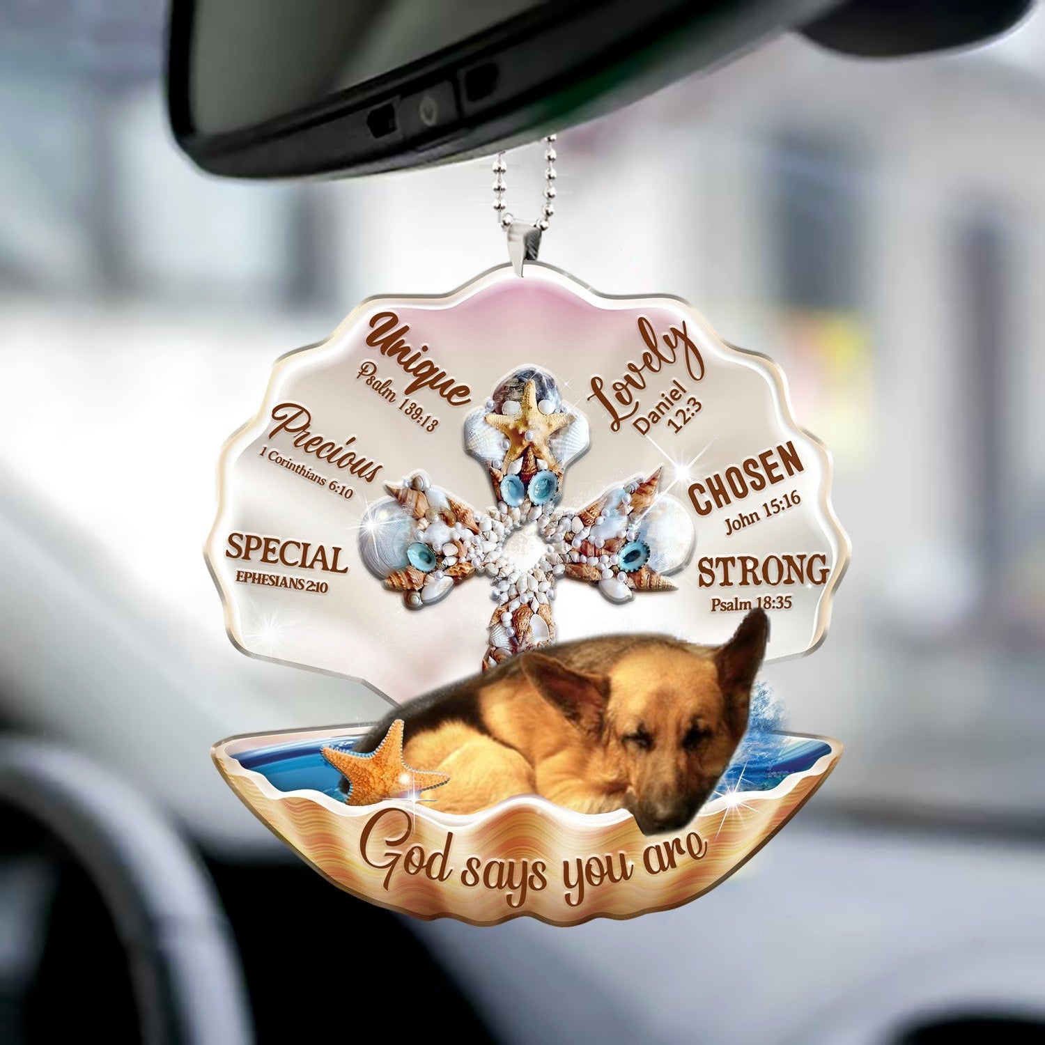 German shepherd2-You Are Cross In Seashell-Two sides ornament