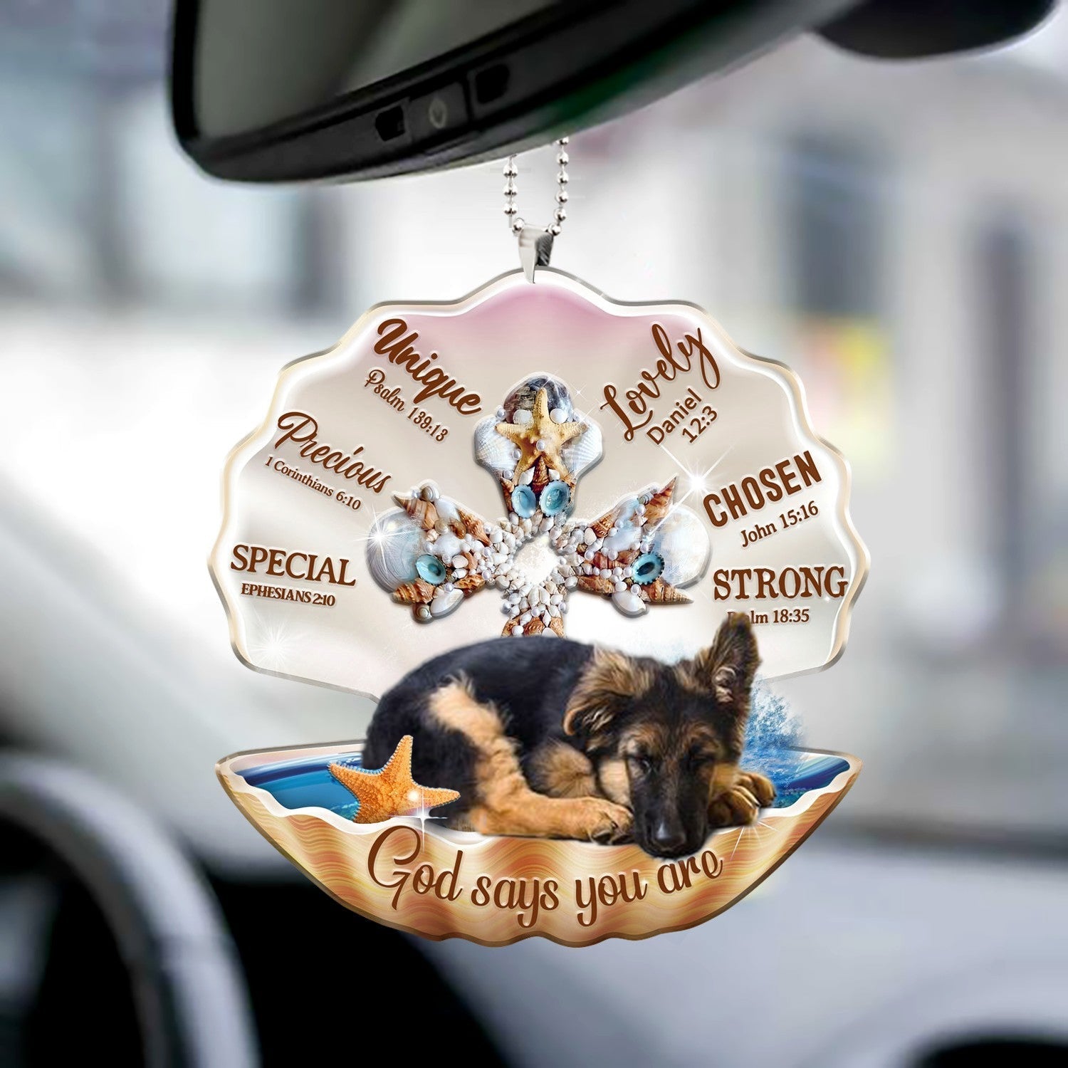 German shepherd-You Are Cross In Seashell-Two sides ornament