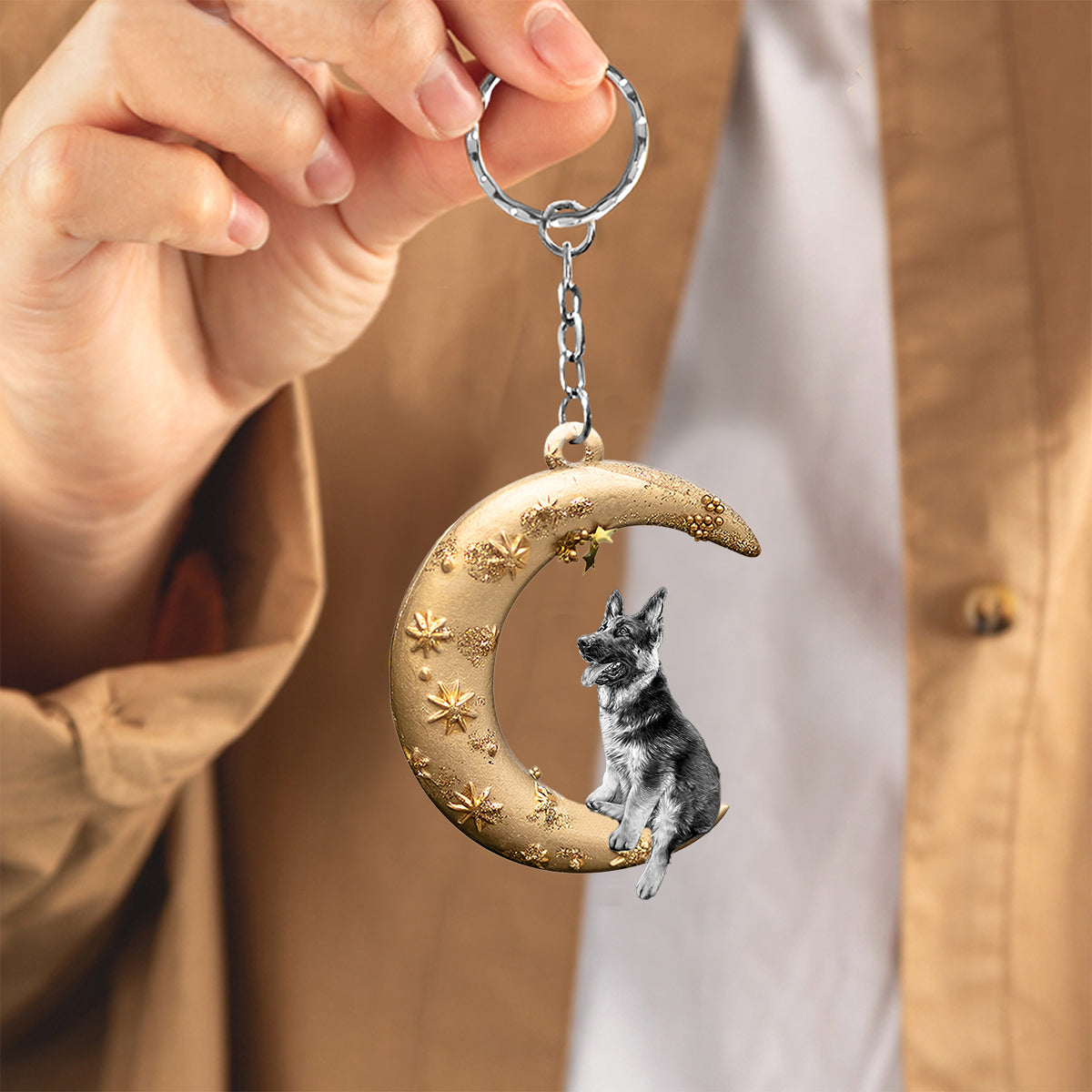 German shepherd-Dog & Moon Flat Acrylic Keychain