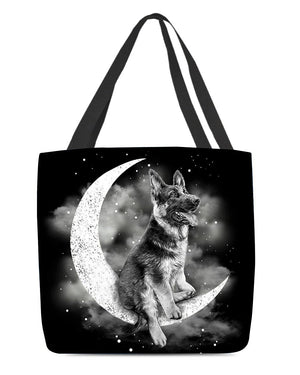 German Shepherd Sit On The Moon Sit On The Moon With Starts-Cloth Tote Bag