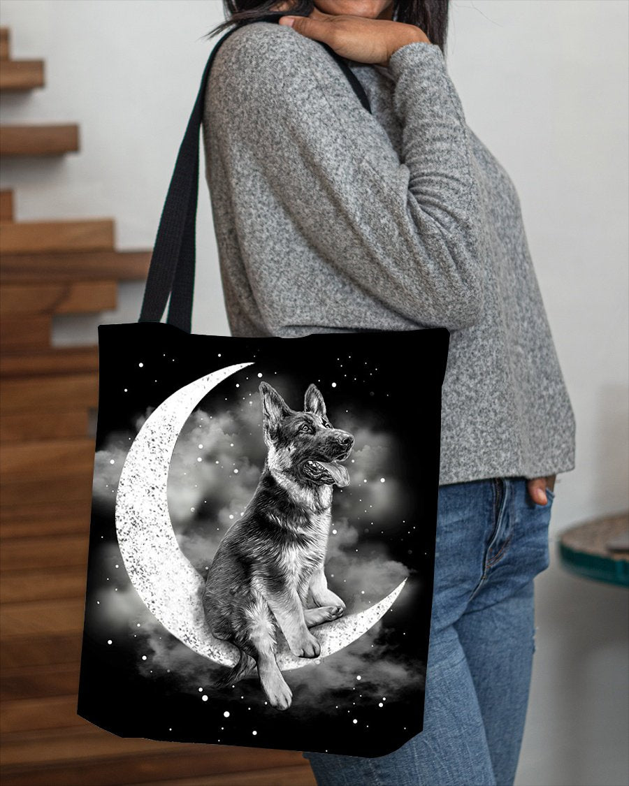 German Shepherd Sit On The Moon Sit On The Moon With Starts-Cloth Tote Bag