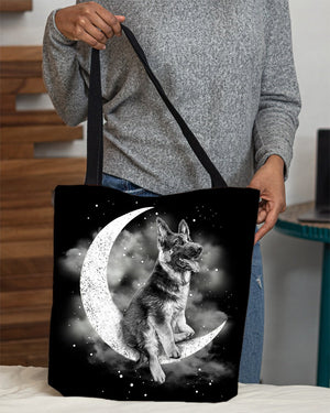 German Shepherd Sit On The Moon Sit On The Moon With Starts-Cloth Tote Bag