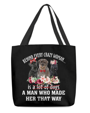 Giant Schnauzer-Crazy Woman Cloth Tote Bag