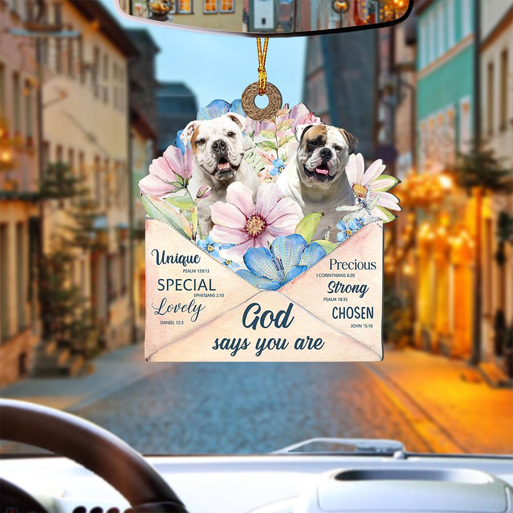 God Send Flower Letter To American Bulldog-Two Sides Ornament