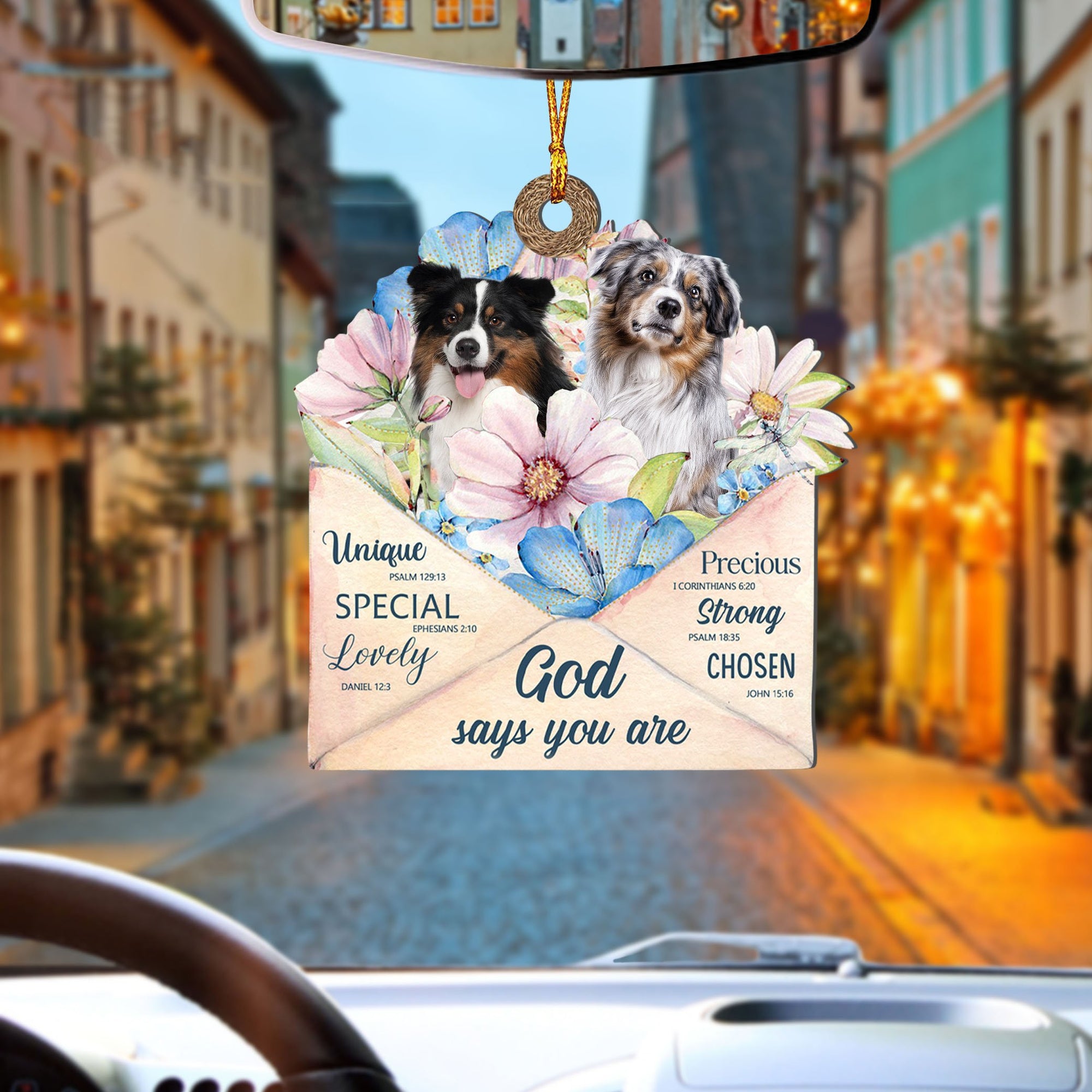 God Send Flower Letter To Australian Shepherd-Two Sides Ornament