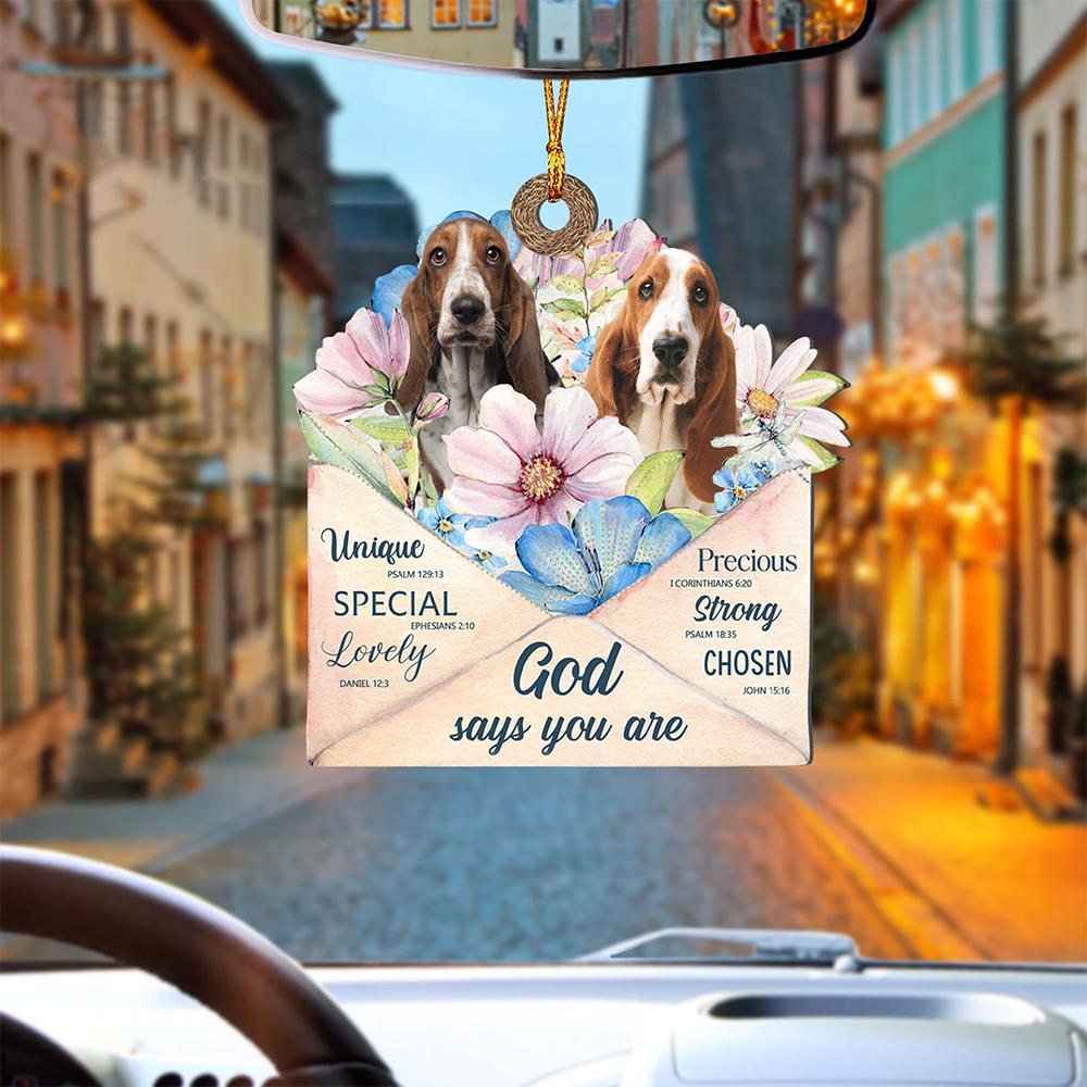 God Send Flower Letter To Basset Hound-Two Sides Ornament