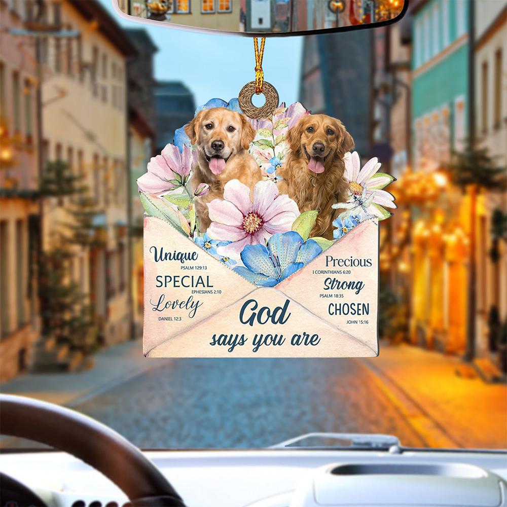 God Send Flower Letter To Golden Retriever-Two Sides Ornament