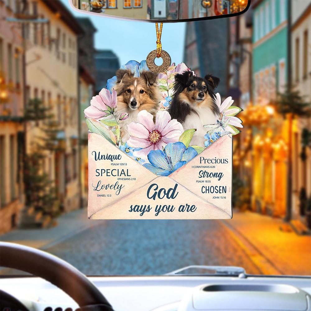 God Send Flower Letter To Shetland Sheepdog-Two Sides Ornament