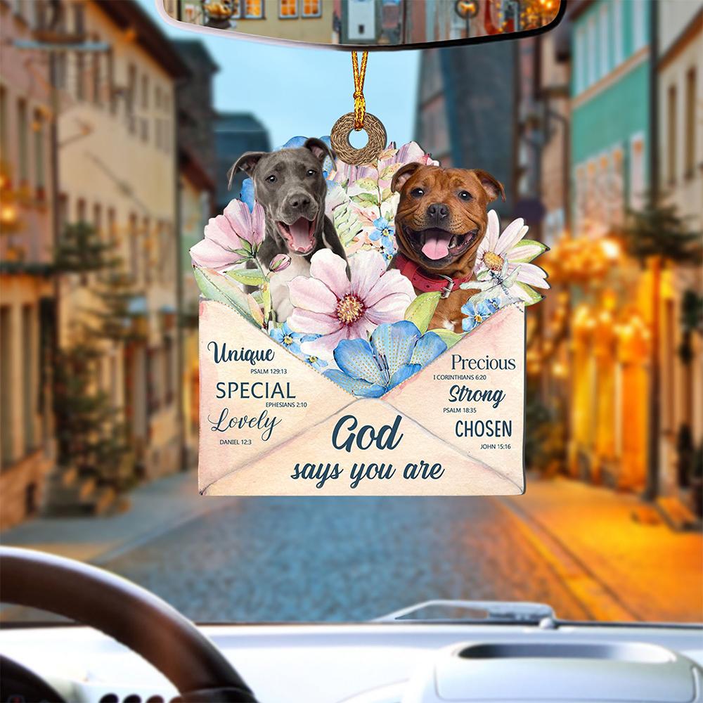 God Send Flower Letter To Staffordshire Bull Terrier-Two Sides Ornament