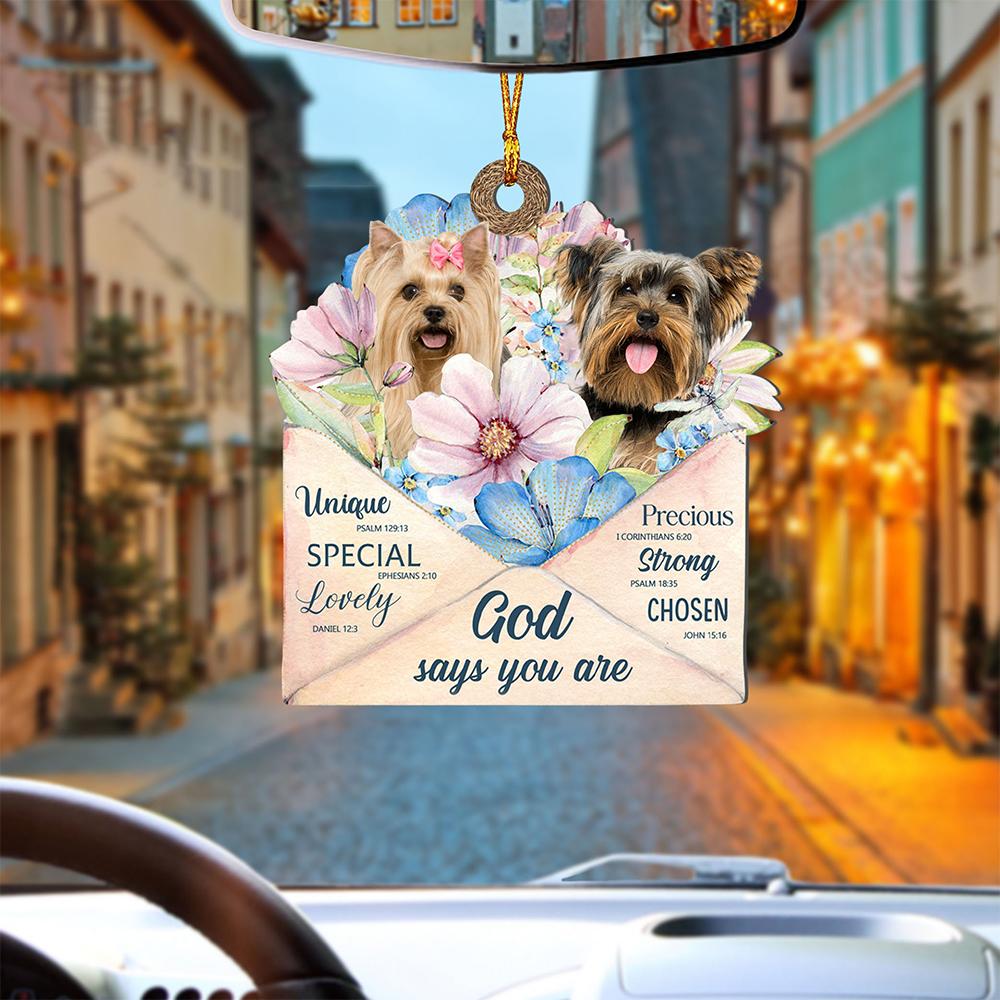 God Send Flower Letter To Yorkshire Terrier-Two Sides Ornament