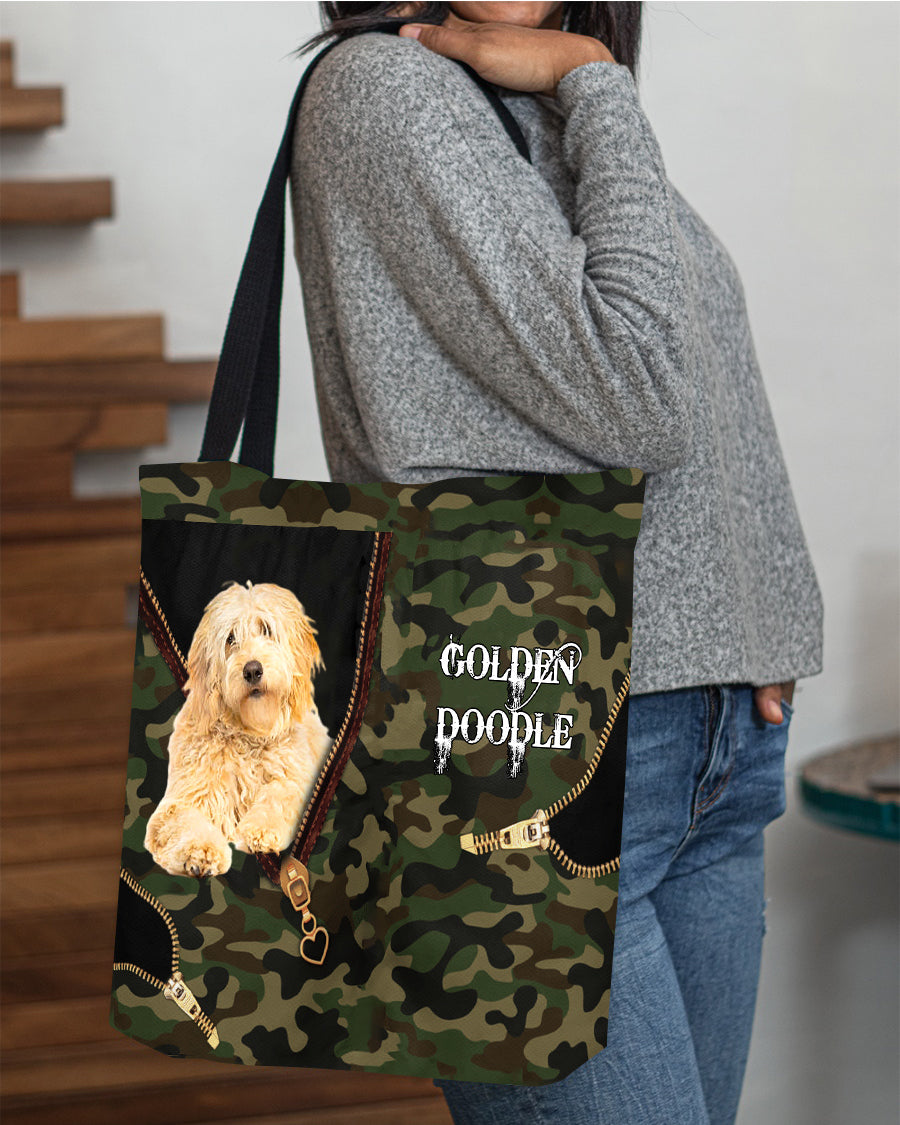 Golden-Doodle Camo Cloth Tote Bag