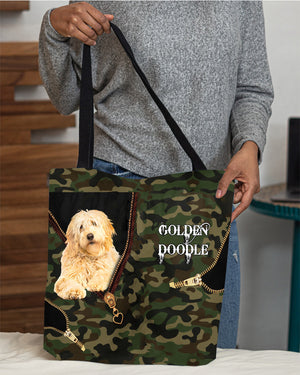 Golden-Doodle Camo Cloth Tote Bag