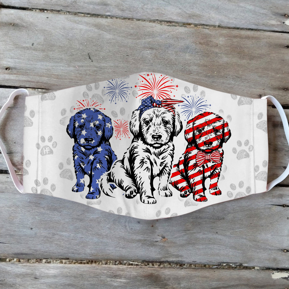 Golden Retriever 4th Of July EZ01 1405 Face Mask
