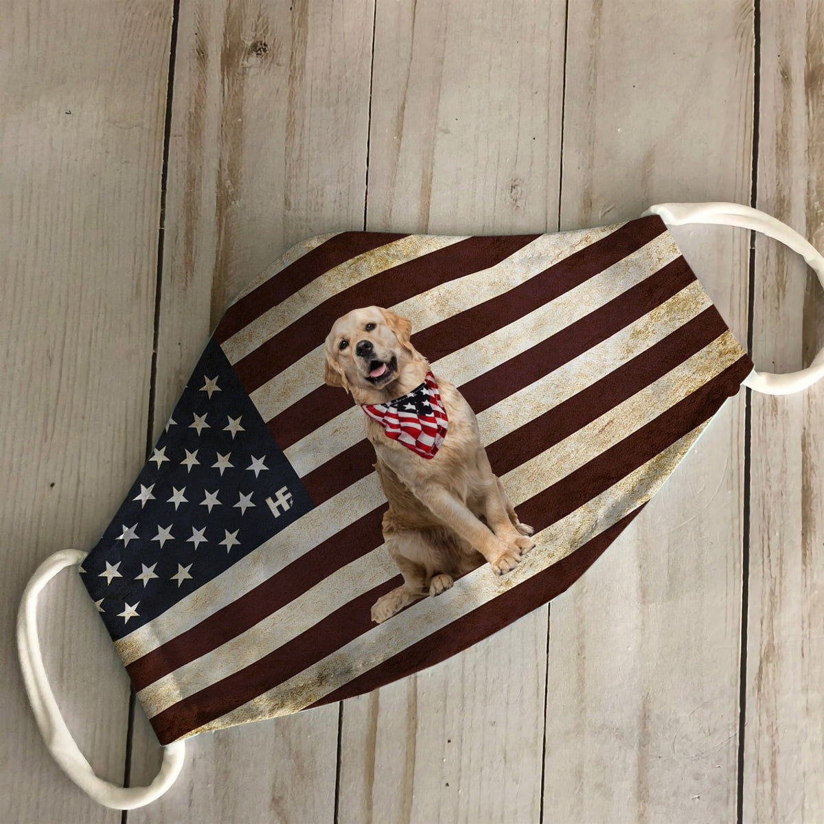 Golden Retriever American Flag EZ03 1105 Face Mask
