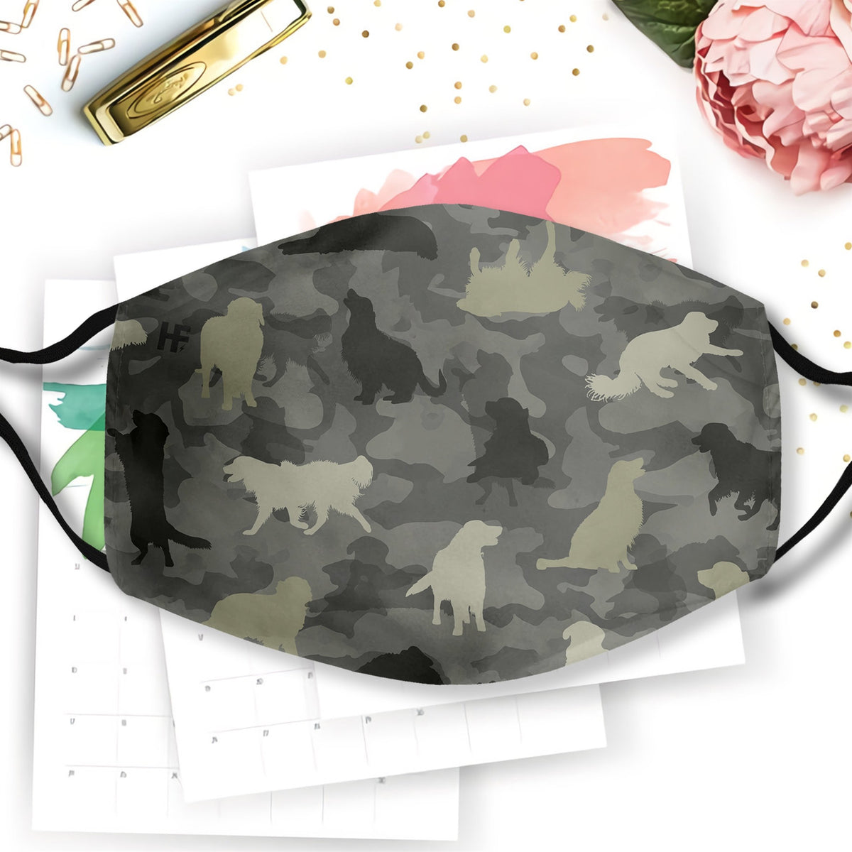 Golden Retriever Camo EZ07 0608 Face Mask