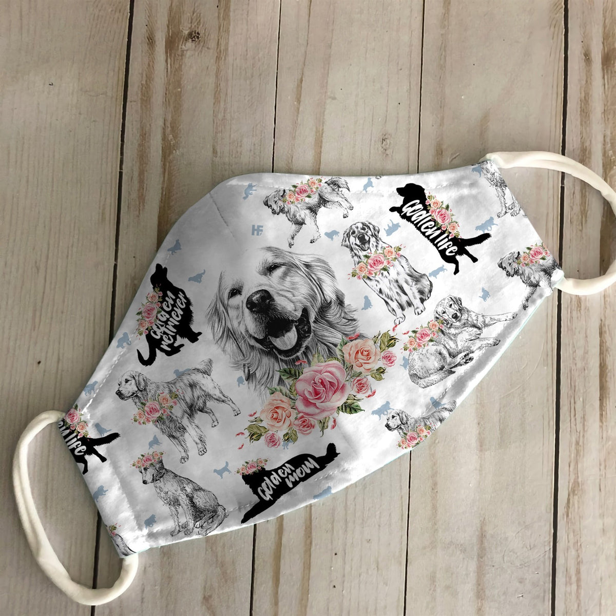 Golden Retriever Floral Vintage EZ07 0806 Face Mask