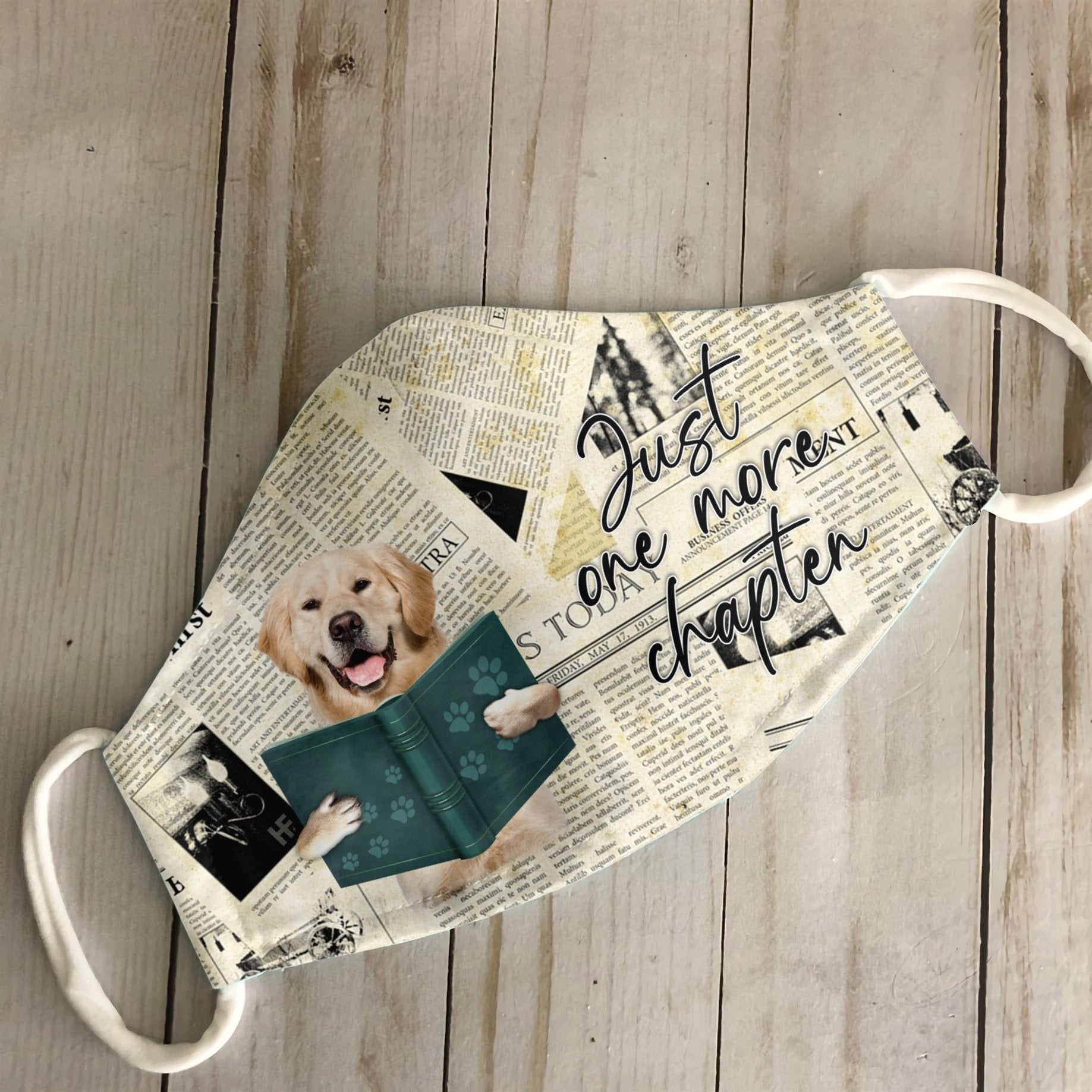Golden Retriever Just One More Chapter EZ07 3007 Face Mask