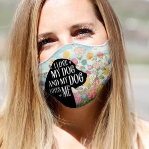 Golden Retriever Silhouette I Love My Dog Floral EZ02 0206 Face Mask