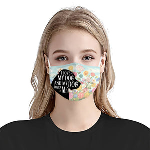 Golden Retriever Silhouette I Love My Dog Floral EZ02 0206 Face Mask
