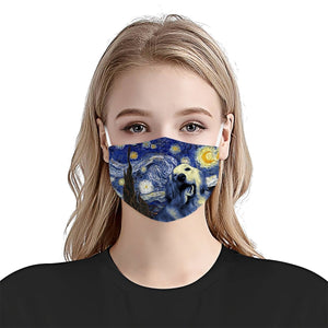 Golden Retriever Dog Portrait Starry Night Styles EZ02 1804 Face Mask