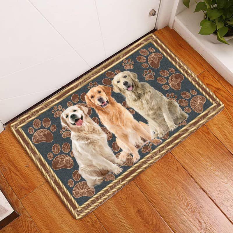 Golden Retriever-Flower Paw Doormat