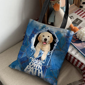 Golden Retriever -Follow Your Own Path-Cloth Tote Bag