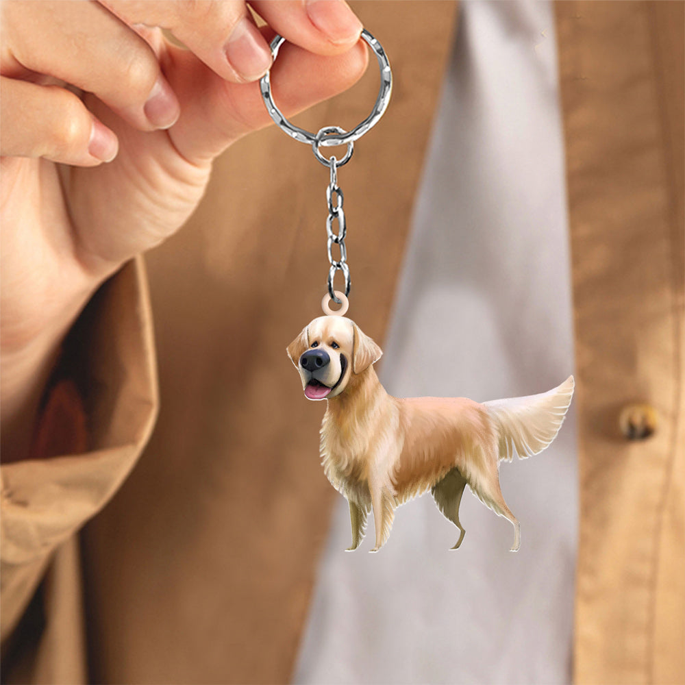 Golden Retriever-Look at me flat Acrylic Keychain