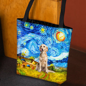 Golden Retriever-Oil Painting-Cloth Tote Bag