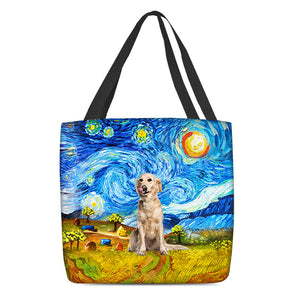 Golden Retriever-Oil Painting-Cloth Tote Bag