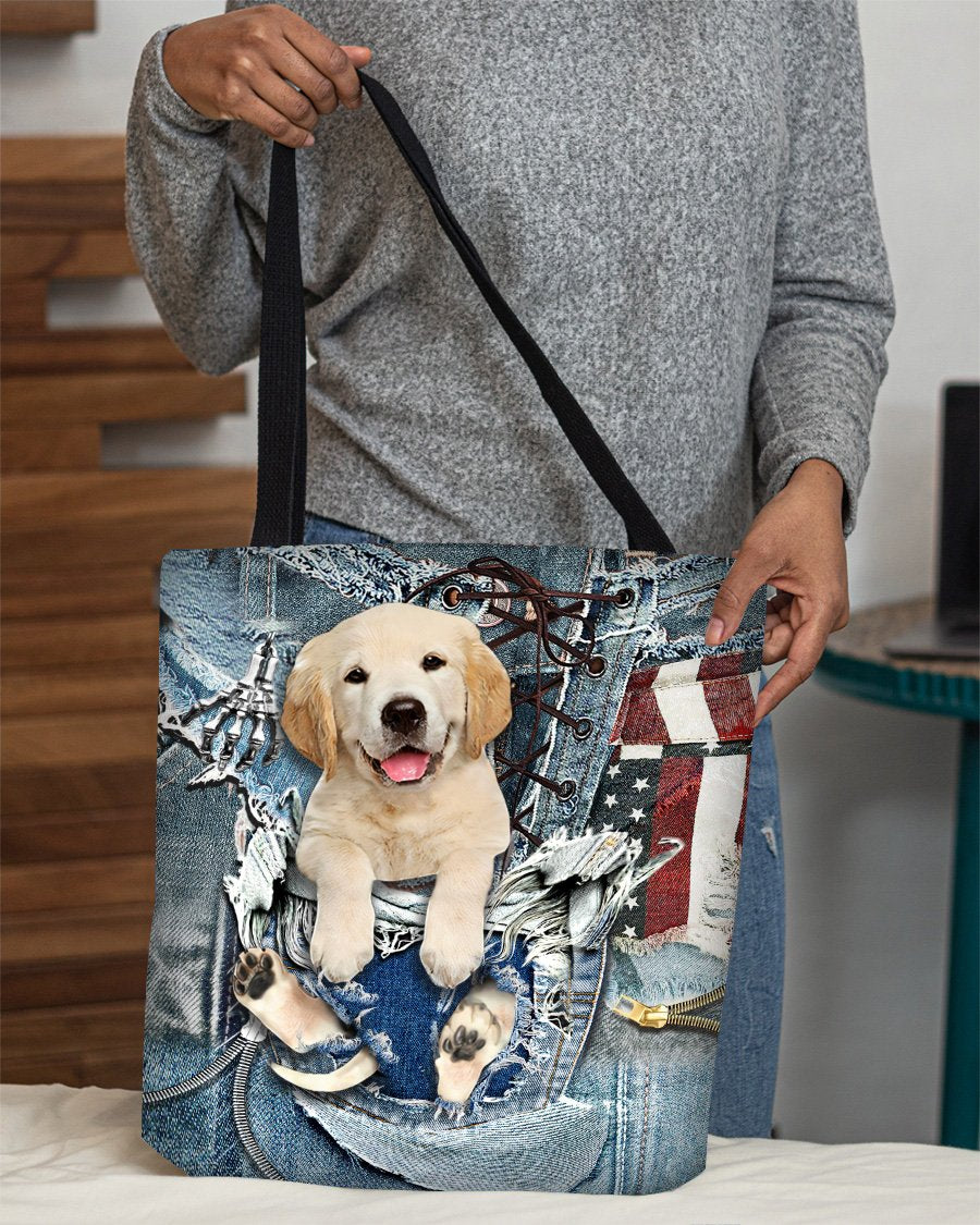Golden Retriever-Ripped Jeans-Cloth Tote Bag