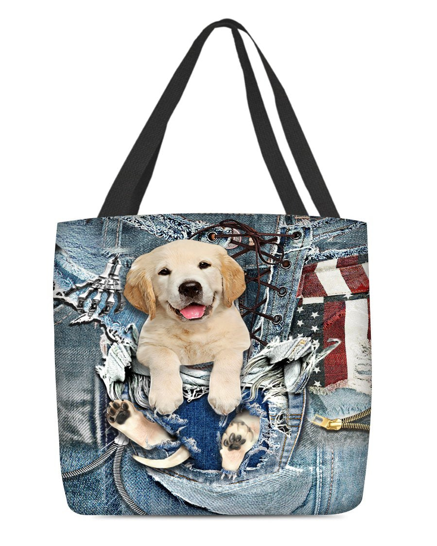 Golden Retriever-Ripped Jeans-Cloth Tote Bag