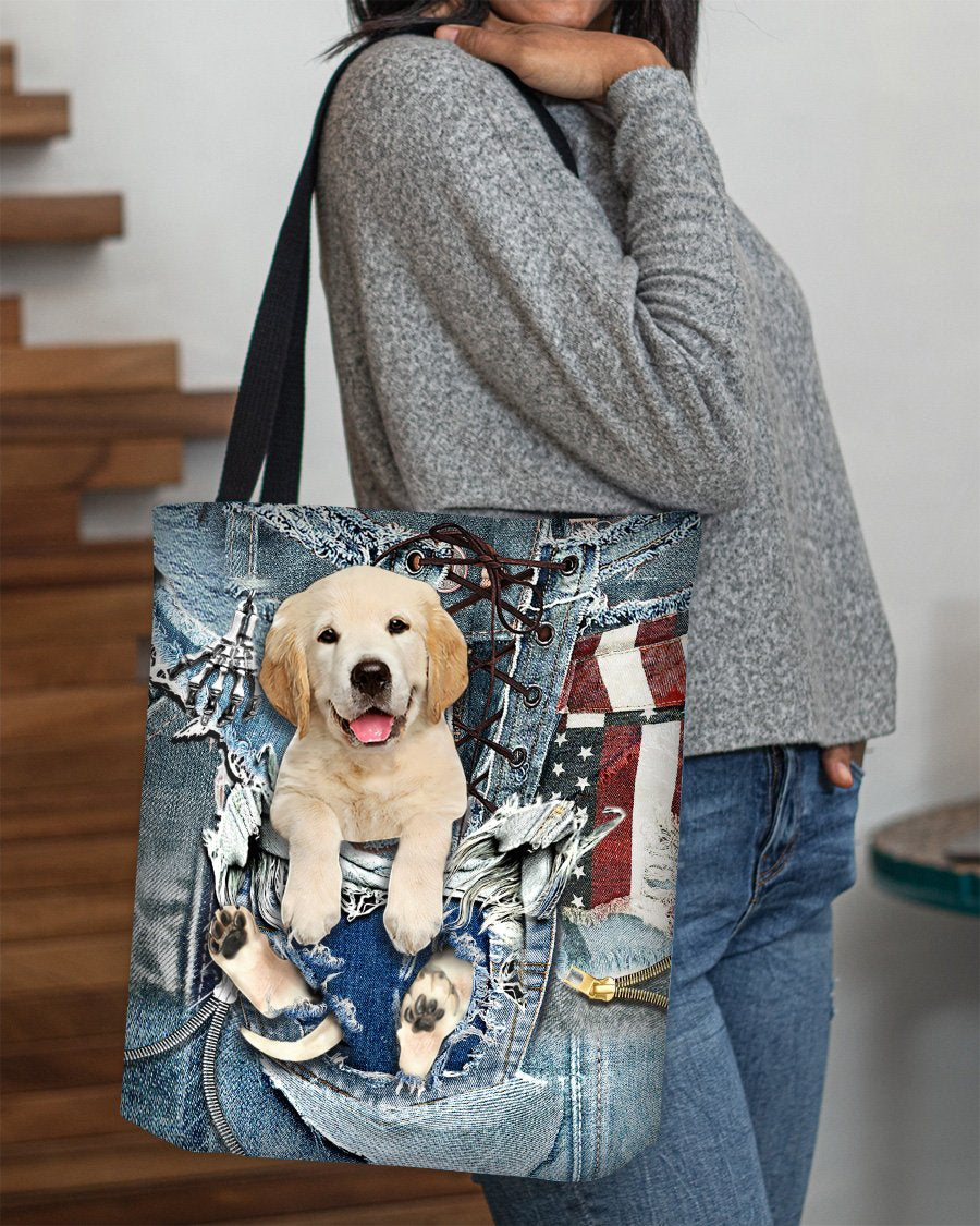 Golden Retriever-Ripped Jeans-Cloth Tote Bag