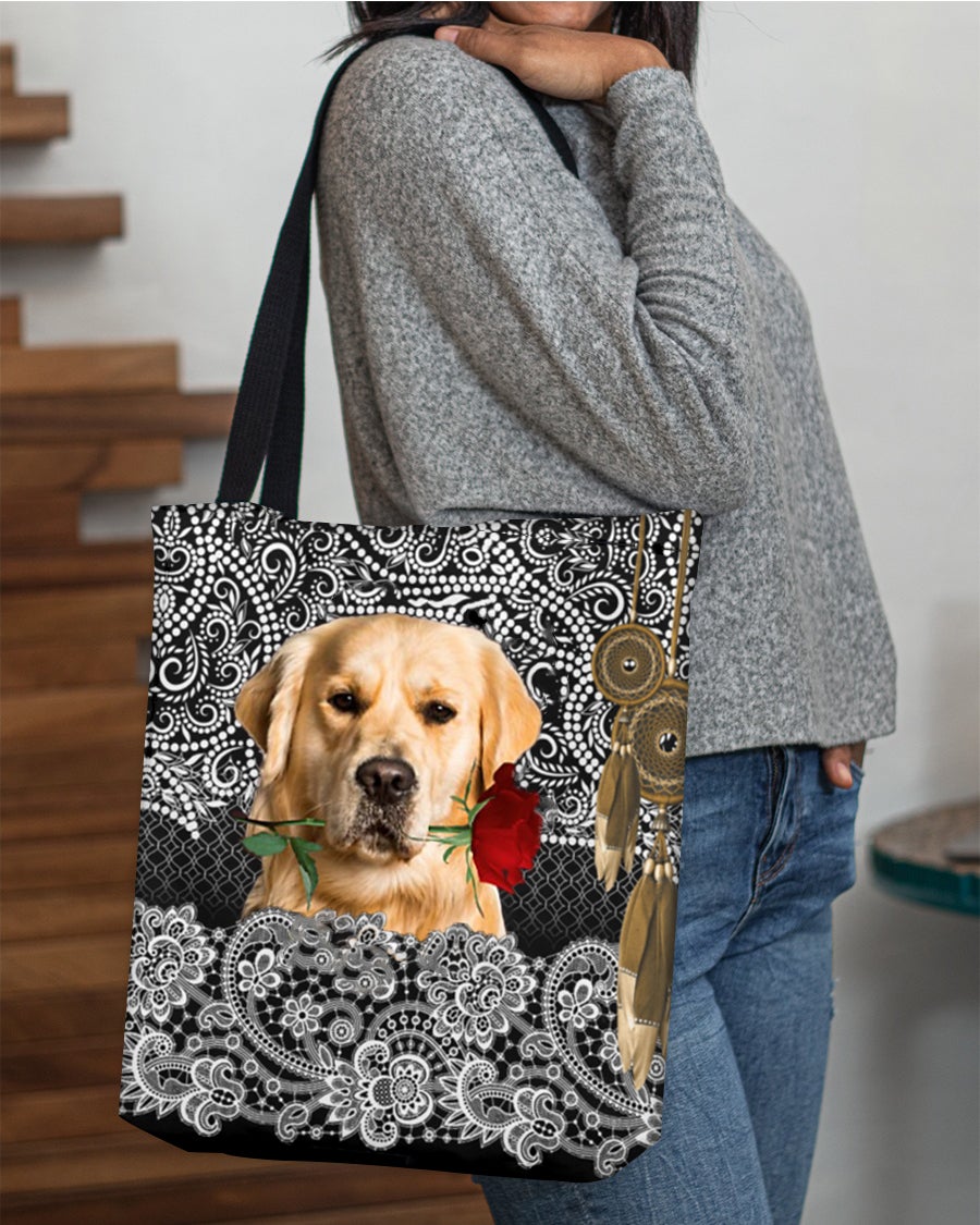 Golden Retriever-Rose Cloth Tote Bag