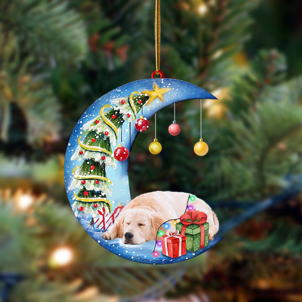 Golden Retriever-Sleep On The Moon Christmas Two Sided Ornament