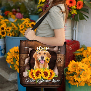 Golden Retriever-Sunflower&Dog Mom Cloth Tote Bag